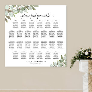 26 Table Rustic Eucalyptus Wedding Seating Chart