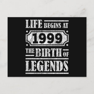 26 Year Old Bday 1999 Legend 26th Birthday Gift Postcard