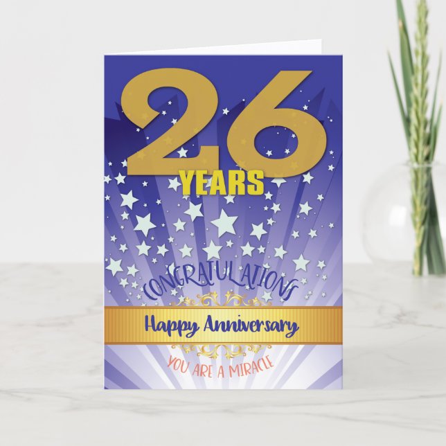 26 Year Recovery Anniversary Bold Numeral Card (Front)