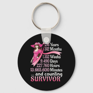26 Years 312 Months And Counting Breast Cancer Sur Key Ring