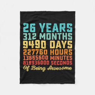 26 Years Old Birthday Quote Funny 26th B-Day Math Fleece Blanket