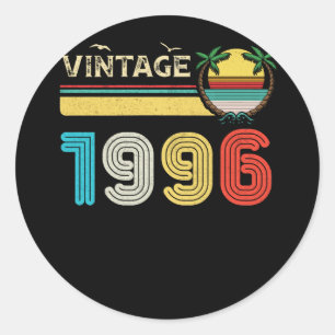 26 Yrs Old Vintage 1996 Retro 26th Birthday Classic Round Sticker