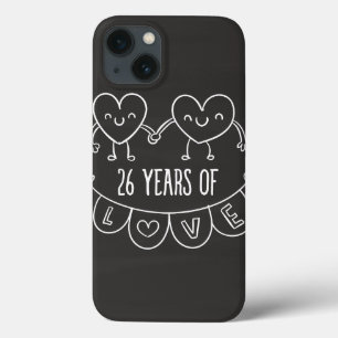 26th Anniversary Gift Chalk Hearts iPhone 13 Case