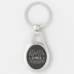 26th Anniversary Gift Chalk Hearts Key Ring