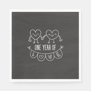 26th Anniversary Gift Chalk Hearts Napkin
