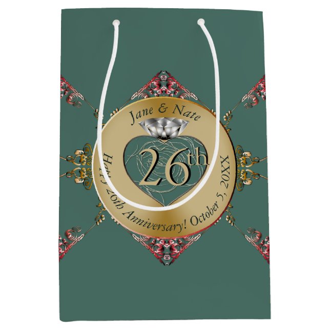 26th/Any Wedding Anniversary  Medium Gift Bag (Front)