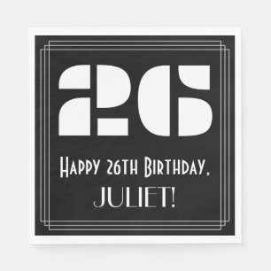 26th Birthday: Art Deco Inspired Look "26" + Name Napkin