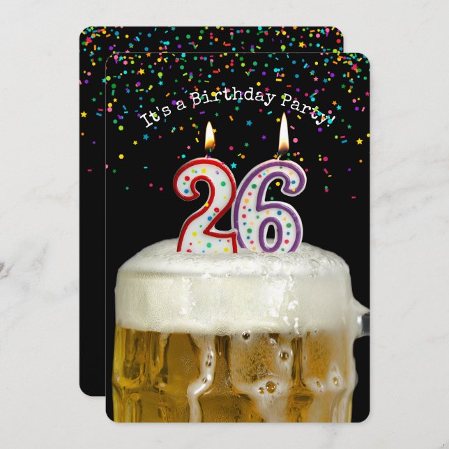 26th Birthday Beer Party Invitation (Front/Back)
