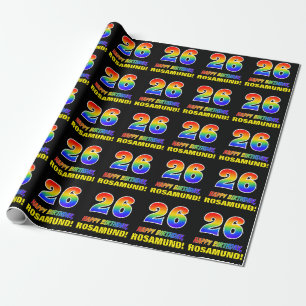 26th Birthday: Bold, Fun, Simple, Rainbow 26 Wrapping Paper