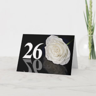 26th Birthday Card with a classic white rose