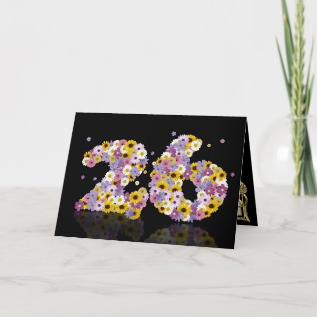 26th birthday card with flowery letters (Front)