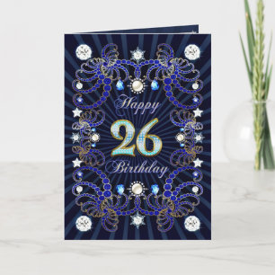 26th birthday card with masses of jewels
