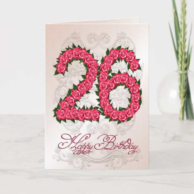 26th birthday card with roses and leaves (Front)
