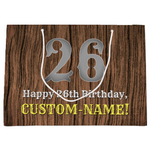 26th Birthday: Country Western Inspired Look, Name Large Gift Bag