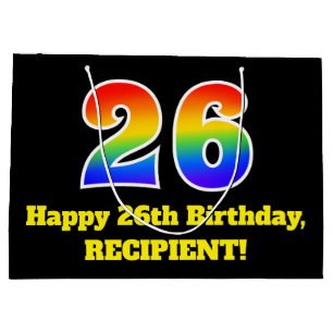 26th Birthday ~ Fun, Colourful, Vibrant, Rainbow 2 Large Gift Bag