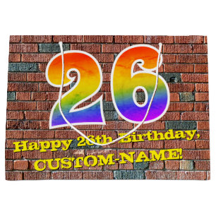 26th Birthday: Fun, Graffiti-Inspired Rainbow # 26 Large Gift Bag