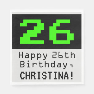 26th Birthday - Nerdy / Geeky Style "26" & Name Napkin