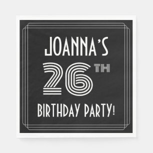 26th Birthday Party: Art Deco Style + Custom Name Napkin