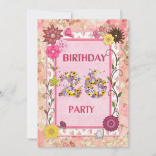 26th birthday party invitation with floral frame