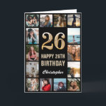 26th Happy Birthday Black and Gold Photo Collage Card<br><div class="desc">26th Happy Birthday Black and Gold Photo Collage Birthday Card. For further customisation,  please click the "Customise it" button and use our design tool to modify this template.</div>