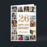 26th Happy Birthday Gold and White Photo Collage Card<br><div class="desc">26th Happy Birthday Gold and White Photo Collage Birthday Card. For further customisation,  please click the "Customise it" button and use our design tool to modify this template.</div>