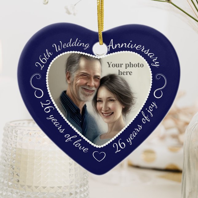 26th Wedding Anniversary Photo Ceramic Tree Decoration (Creator Uploaded)