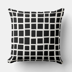 270215 Irregular rectangles - Black on White Cushion