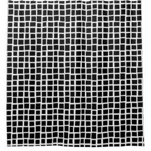 270215 Irregular rectangles - Black on White Shower Curtain