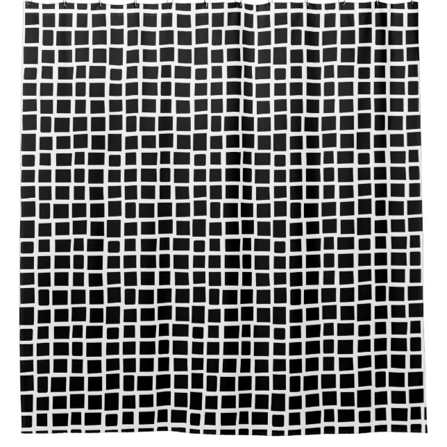 270215 Irregular rectangles - Black on White Shower Curtain (Front)