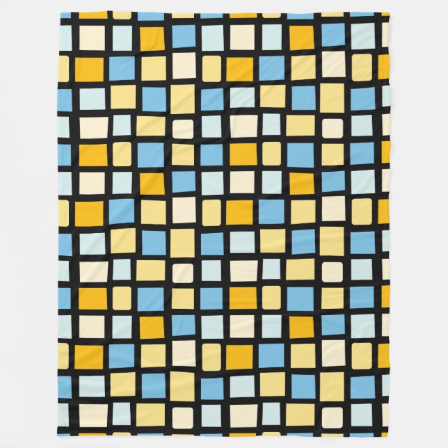 270215 Irregular Rectangles - Colour 02 0n Black Fleece Blanket (Front)