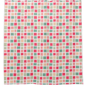 270215 Irregular rectangles - Colours 01 on White Shower Curtain