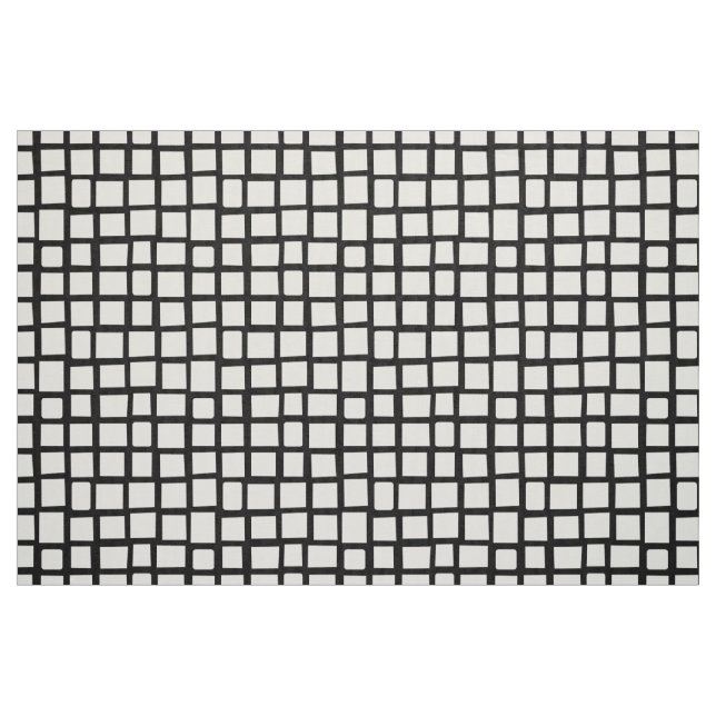 270215 Irregular rectangles - White on Black Fabric (Fat Quarter)