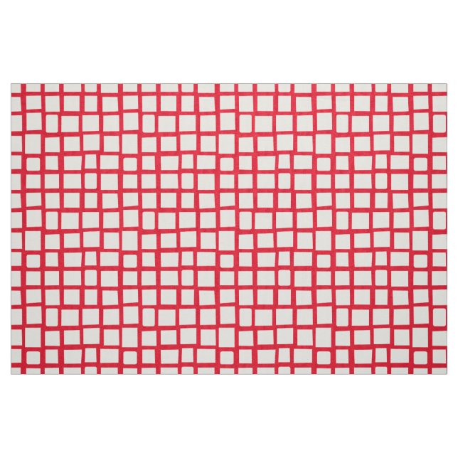 270215 Irregular rectangles - White on Red e6001c Fabric (Fat Quarter)