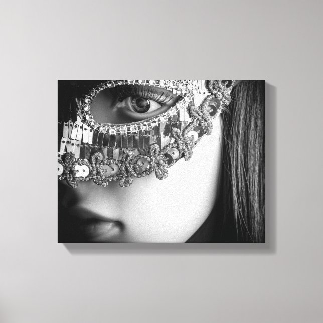 2733-Lady with Masquerade Mask Canvas Print (Front)