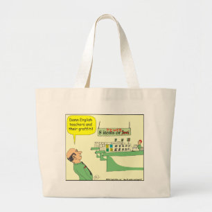 278 English Teacher Cartoon in colour Large Tote Bag