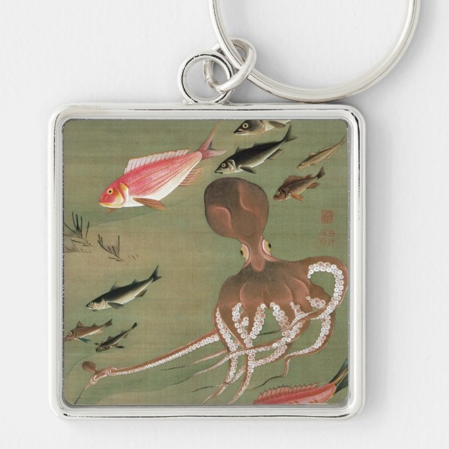 27. 諸魚図, 若冲 Various Fishes, Jakuchū, Japan Art Key Ring (Front)