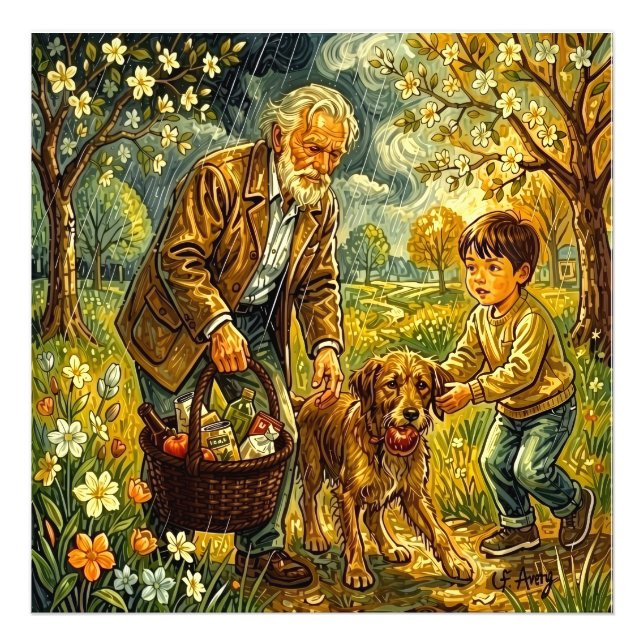 27.03" x 27.03 Grandpa Rainy Day Photo Print (Front)