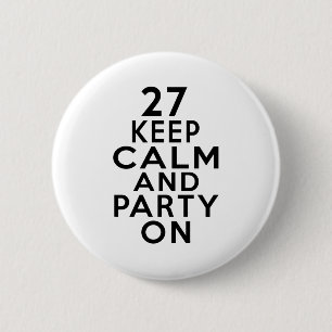 27 birthday designs 6 cm round badge