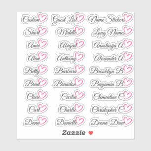 27 Custom Guest List Names Bright Pink Heart