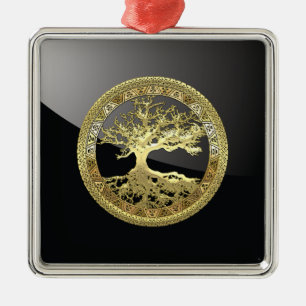 [27] Golden Celtic Tree of Life Metal Tree Decoration