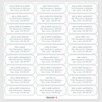 27 recipients simple wedding guests address labels