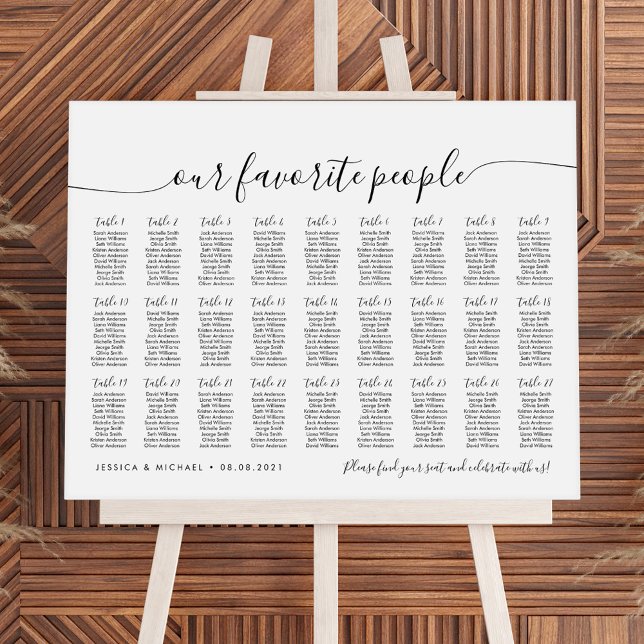 27 Table Elegant Our Favourite People Seating Char Poster (Creator Uploaded)