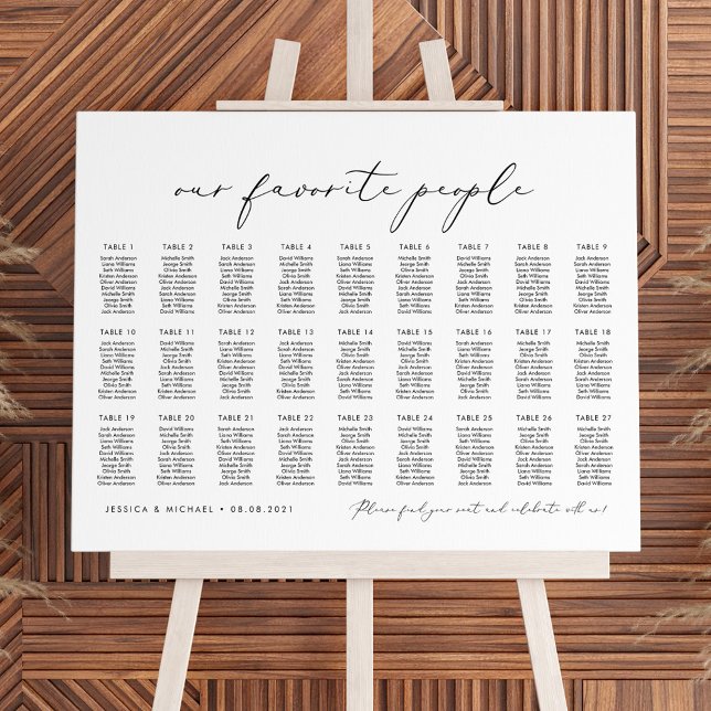 27 Tables Our Favourite People Seating Chart Plan (Creator Uploaded)