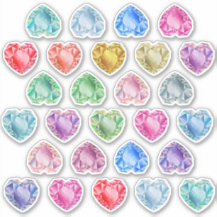 27 Watercolor Heart Gemstone Colourful Scrapbookin