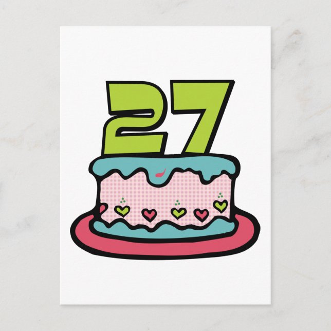 27 Year Old Birthday Cake Postcard (Front)