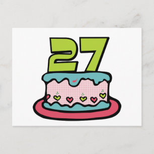 27 Year Old Birthday Cake Postcard