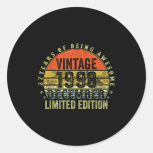 27 Year Old Birthday Gifts For Men December 1998 2 Classic Round Sticker