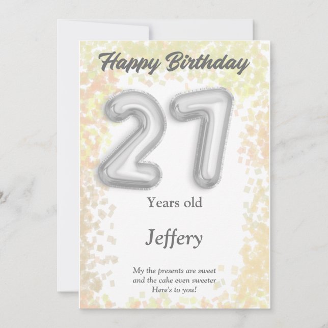 27 year old Happy Birthday card (Front)
