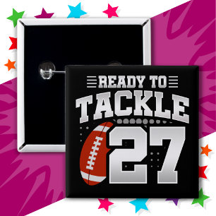 27 Year Old Tackle Football Party 27th Birthday 15 Cm Square Badge
