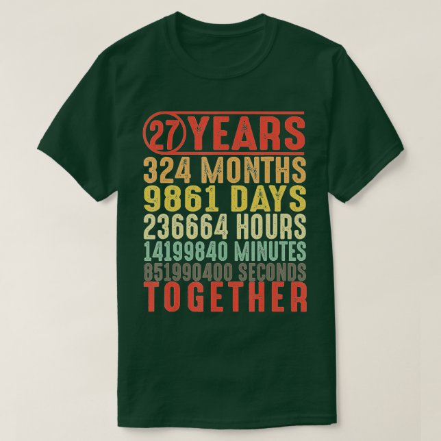 27 Year Wedding Anniversary Gifts for Her Him Coup T-Shirt (Design Front)